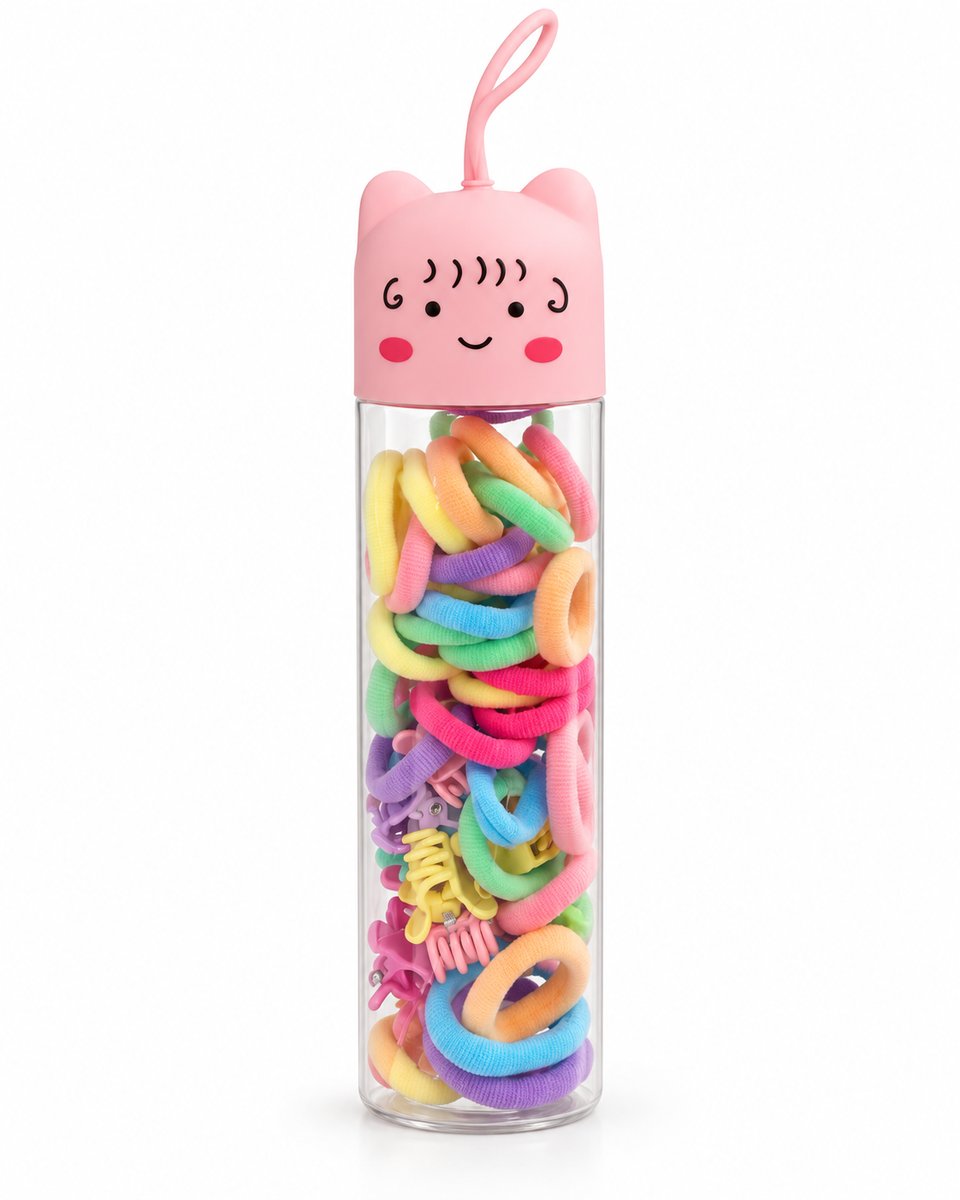 מארז גומיות וקליפסים בנרתיק ארוך (פסטל)